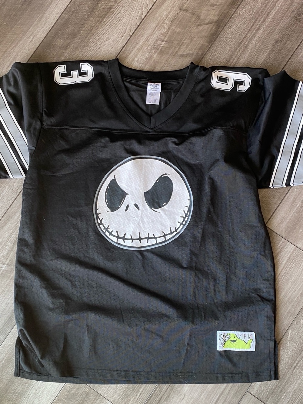 Disney The Nightmare Before Christmas Skellington 93 Black Football Jersey 2XL